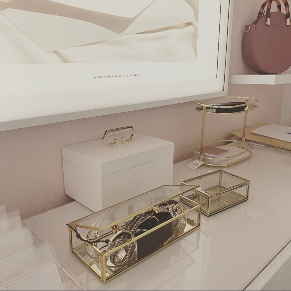 Gold Edged Glass Jewelry Box Set